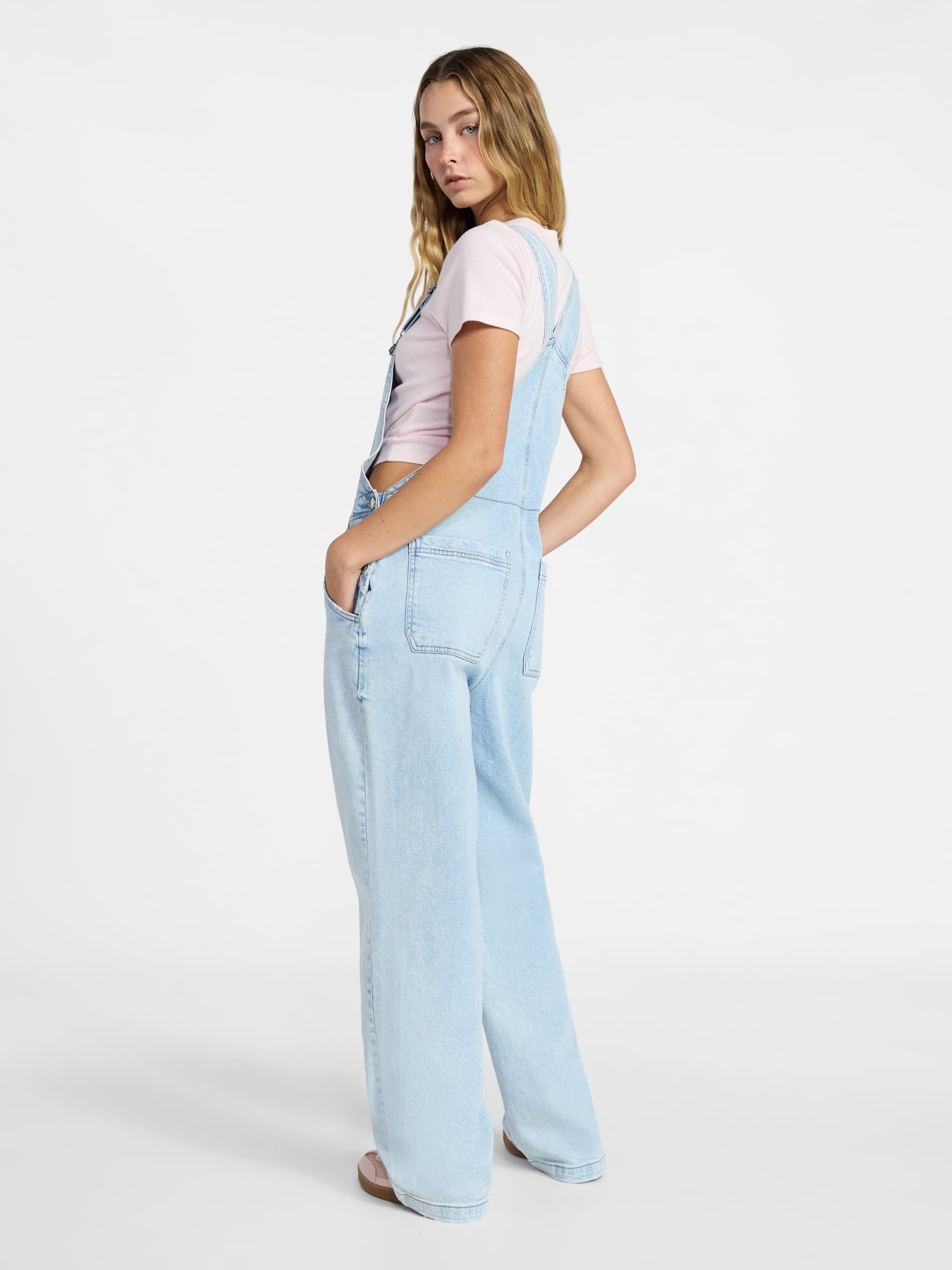 No Boundaries Baggy Denim Overalls, Women's Sizes XXS-XXL
