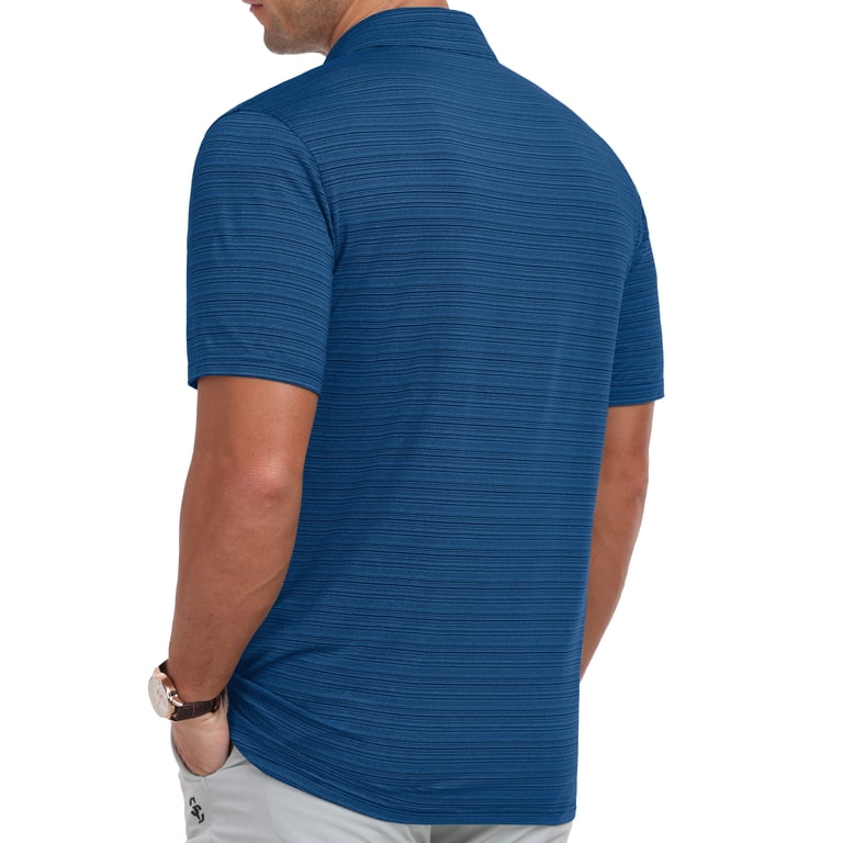 GIRUNS Men's Moisture-Wicking Striped Golf Polo photo 2