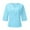 Blue, variant on Women Blouses Summer Cotton Blouse Solid Color Leisure Hollow O-neck 3/4 Sleeve Lace Women Shirt