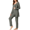 thumbnail image 4 of Unique Bargains Women's Knit Lounge Sleepwear Pants Shrug Cardigan 3ps Pajama Set, 4 of 5