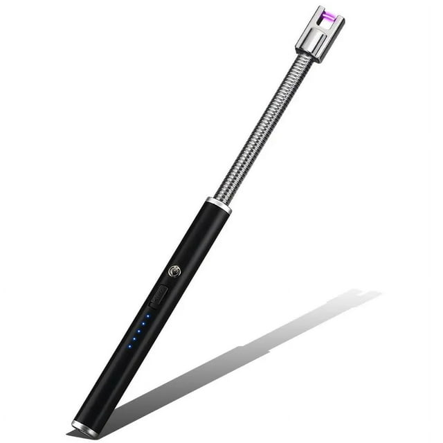 Encendedor eléctrico recargable por USB, resistente al viento, indicador de batería y apagado inteligente, flexible y portátil para encender velas, gas, barbacoa, cocina y fuegos artificiale