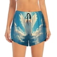 thumbnail image 2 of Susaid Sunshine Cute Winged Cat Print Women's High Waisted Running Shorts Quick Dry Athletic Gym Track Workout Shorts Zip Pocket-XX-Large, 2 of 7