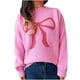 thumbnail image 2 of Ailaofu Womens Fall Winter Casual Sweater Cute Bow Crewneck Long Sleeve Baggy Knit Sweatshirt Top Trendy Aesthetic Clothes, 2 of 5