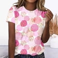 thumbnail image 1 of Fiudx Ofertas Flash Del Día Solo En Línea Blusa Holgada Estampada con Cuello Redondo Retro de Manga Corta a La Moda para Mujer, 1 of 4