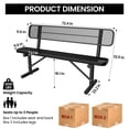 thumbnail image 4 of AwayHome 6ft Heavy Duty Mesh Metal Outdoor Park Bench with Backrest & Steel Frame,Black, 4 of 7