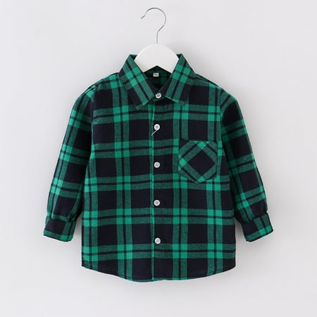 

Kids Christmas Gifts Juebong Toddler Shirt Jacket Plaid Long Sleeve Lapel Button Jacket Kids Boys Girls Shirts Coats Fall Tops Green 2-3 Years