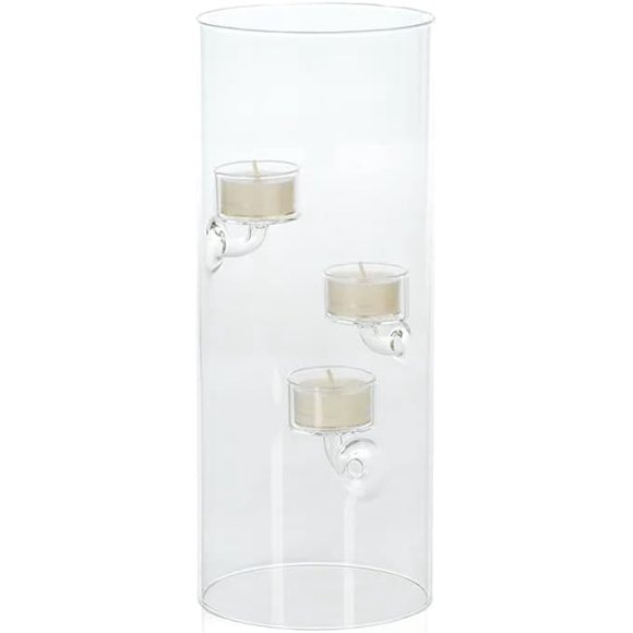 Zodax Suspended Glass Tealight Holders with Hurricane Lamp or Lantern Shape (Extra-Large)