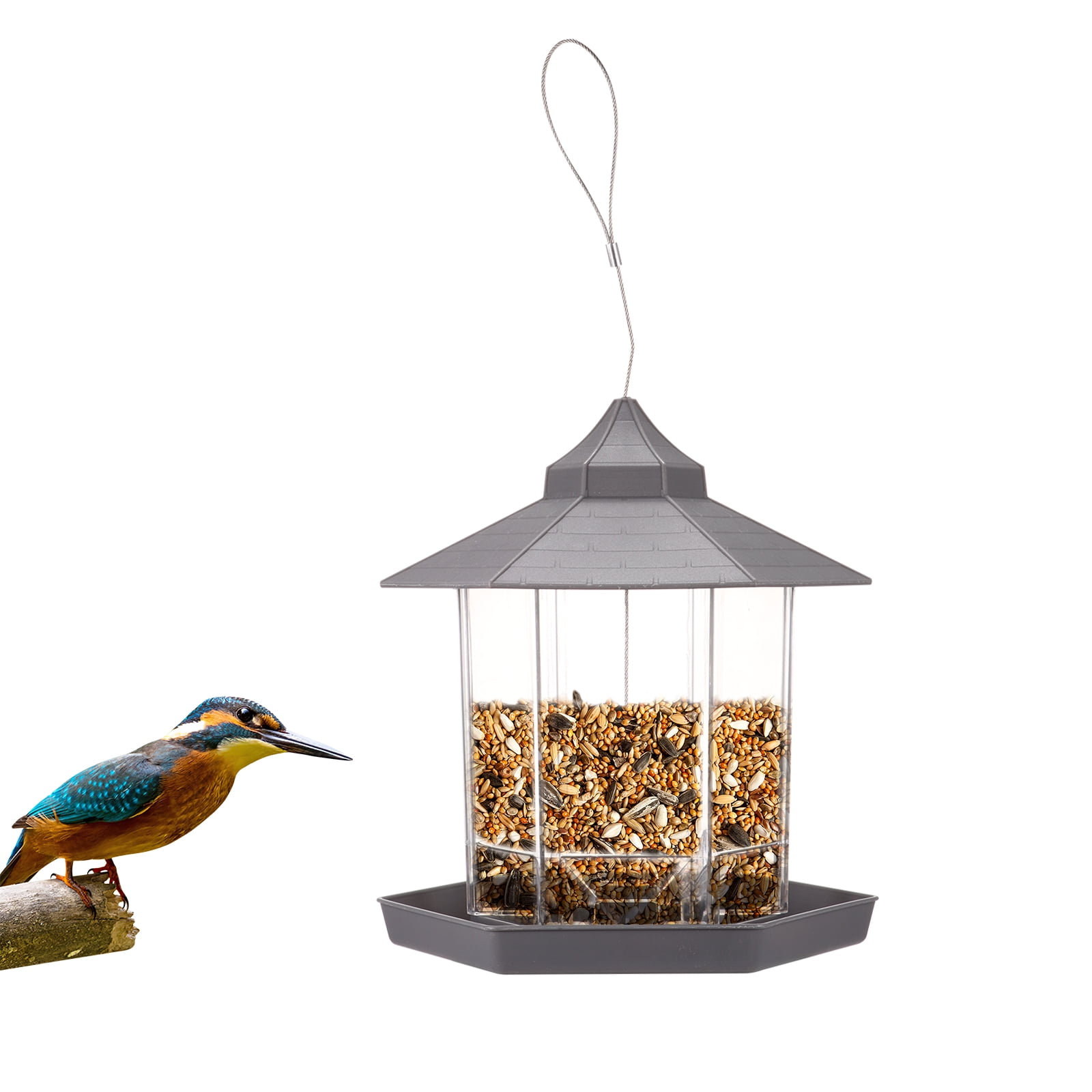 Plastic Hexagonal Bird Feeder Hanging Bird Food Container Hexagon Shape ...