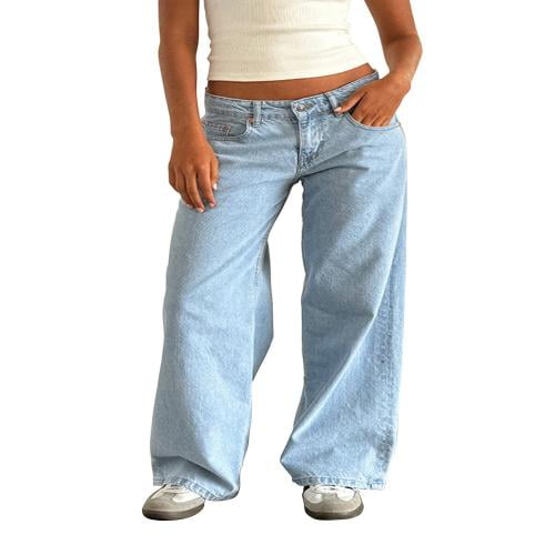Bangyeer Women Y2k Low Rise Baggy Jeans Loose Fit Boyfriend