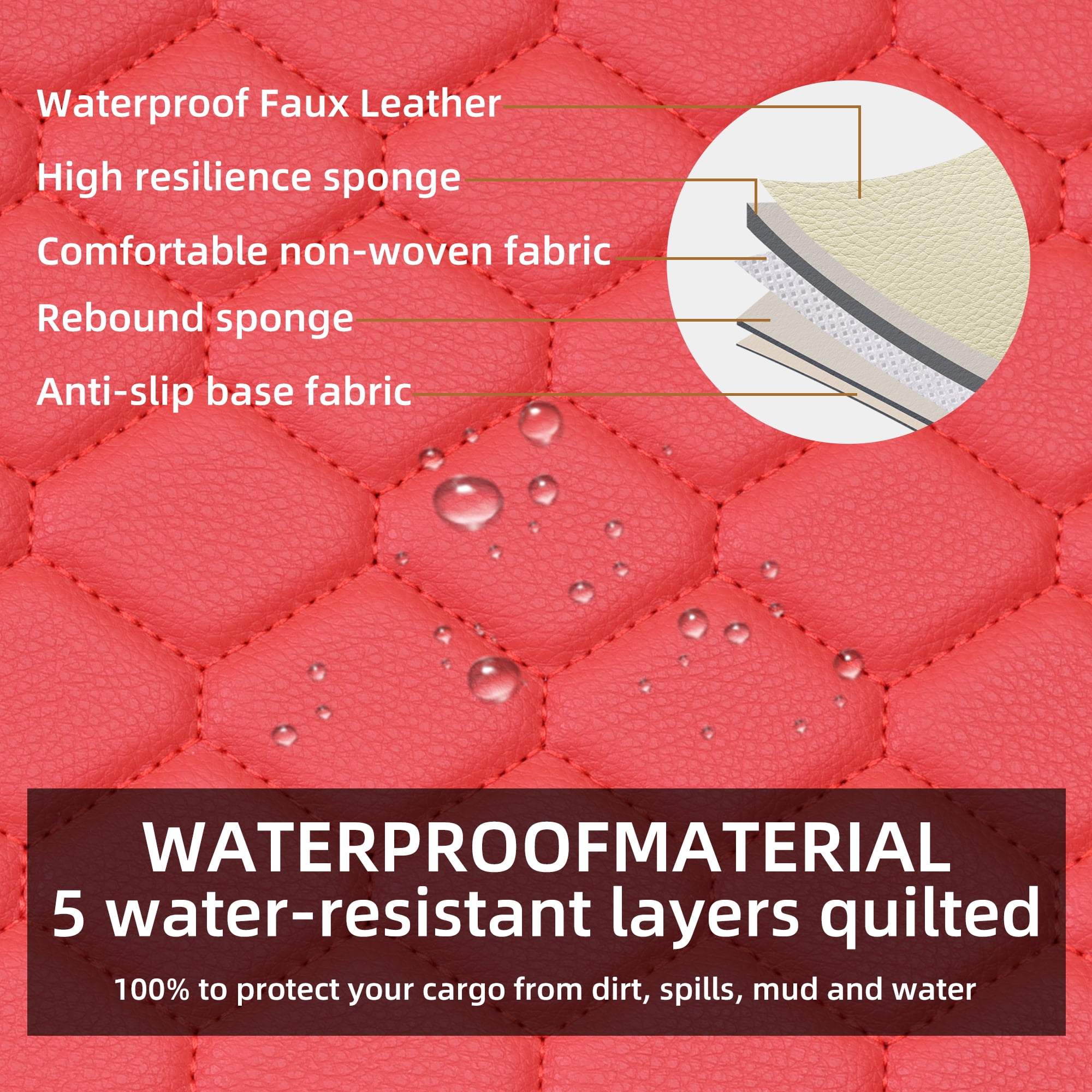 Elantrip 2PCs Front Car Seat Covers Leather Water Proof Seat Universal Fit for Most Cars SUVs Red