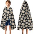thumbnail image 3 of Black Daisy Flower Pattern Hooded Bath Towel，50"x30" for Ages 3 To 12 Kids, Quick Dry Lightweight Soft Microfiber Hood Beach Towel Cover Up for Kids, 3 of 7