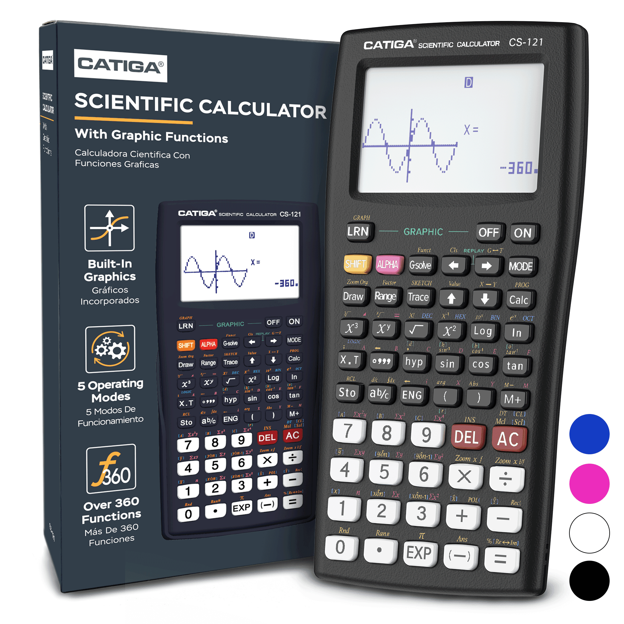 CATIGA CS-121 Scientific Calculator with Graphic Display, Black photo 1