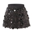 thumbnail image 4 of hotojiny Kids Sparkly Sequin Mini Skirt Girls Elastic Waist Glitter Party Skirt with Built-In Shorts Children Dance Outfit(Black,4-5 Years), 4 of 9