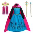 thumbnail image 3 of Vestido de princesa de Disney para niña, disfraz de Elsa, Anna, Frozen, ropa de noche de manga larga, Reina de la nieve, fantasía de boda, 3 of 4