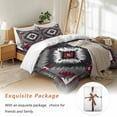 thumbnail image 7 of Red Grey White Bedding Duvet Cover Set King Size 4 Pieces Vintage Bohemian Ethnic Texture Bedding Set with Zipper Closure, 1 Comforter Cover 92x106 Inches 1 Flat Sheet & 2 Pillow Cases, 7 of 7