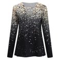 thumbnail image 4 of Ketyyh-chn99 T-Shirt pour Femmes Cadeaux pour Femmes Manches Longues Col Rond Tunique Ligne A Blouse Or,L, 4 of 5
