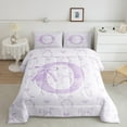 thumbnail image 2 of jejeloiu Personalized Gifts Bowtie Bedding Comforter Set,Letter O Twin Comforter Sets,Purple White Bow Bowknot Bedding Set,Lightweight Room Decoration Reversible,2pcs, 2 of 8