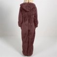 thumbnail image 4 of FNFYFH Pajama Onesie for Women Winter Warm Zipper Pajamas Set Cute Teddy Bear Fleece Jumpsuit Fuzzy Furry Sleepwear Sets with Hood Plus Size S-5XL, 4 of 6