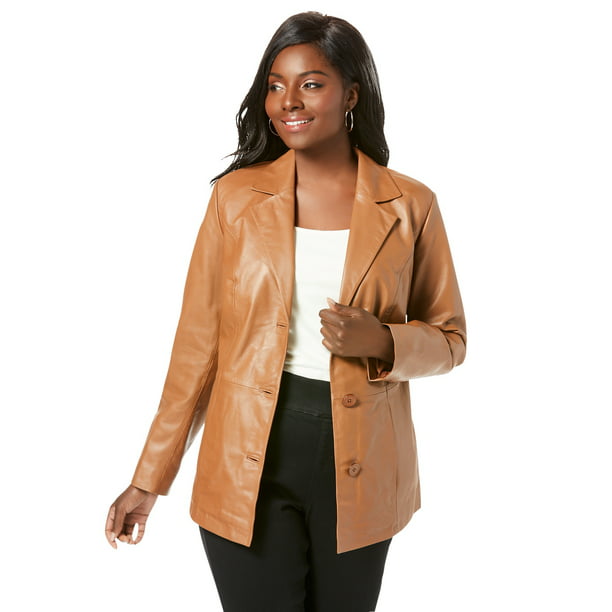 Leather Blazer, Womens Black Winter Coat Size 14 5