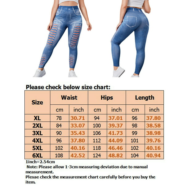 Sexy Dance Women Faux Denim Pant Butt Lifting Plus Size Leggings
