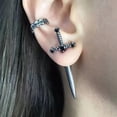 thumbnail image 2 of Vintage Dark Gothic Kinitial Sword Earrings For Women Men Dagger Piercing Earring Ear Jacket Punk Goth Halloween Jewelry Gift, 2 of 9