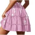 thumbnail image 4 of Deals of The Day Clearance kttectoa Cute Leisure Ruffle Lace-up Beach Skirts Summer Skirts Floral Graphic Skirts Elastic Mid Waist Mini Skirt for Ladies Casual Club, 4 of 6