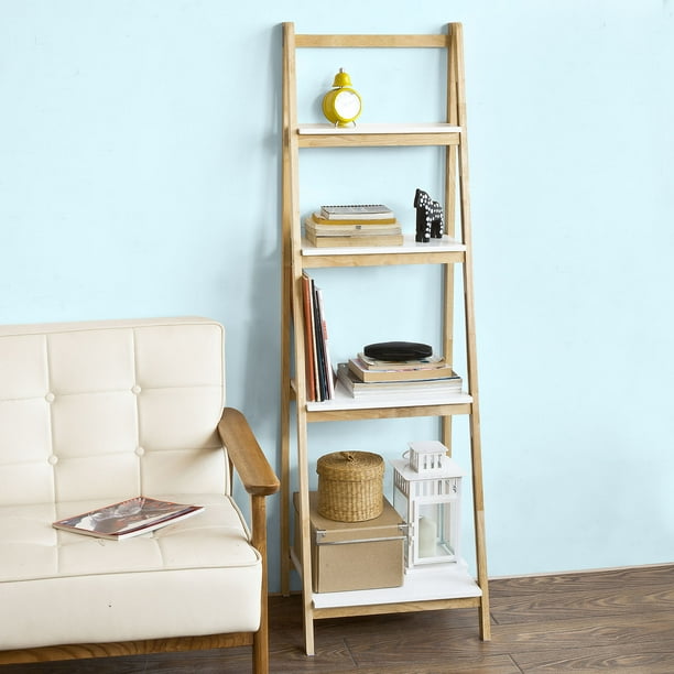 Haotian Modern Ladder Bookcase Made Of Wood Book Shelf Stand Shelf Wall Shelf Frg162 N Walmart Com Walmart Com