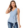 thumbnail image 1 of INSPIRE CHIC Hauts d'Été Sans Manches à Encolure en V Portefeuille à Taille Nouée pour Femmes, 1 of 5