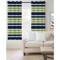 thumbnail image 2 of Navy Blue Green Striped Blackout Curtains, Light Blocking Print Window Curtains, Gradient Horizontal Lines Thermal Insulated Window Drapes for Living Room Kitchen Cafe 2 Panels, 84"W x 84"L, 2 of 9