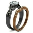 thumbnail image 4 of IP Light Black & IP Light coffee Stainless Steel Ring with AAA Grade CZ in Clear for Women Clear Stone Color Style TK2958 Size 8, 4 of 5