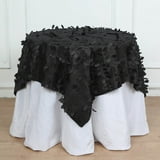 Efavormart 54" Black 3D Leaf Petal Taffeta Fabric Square Tablecloth ...