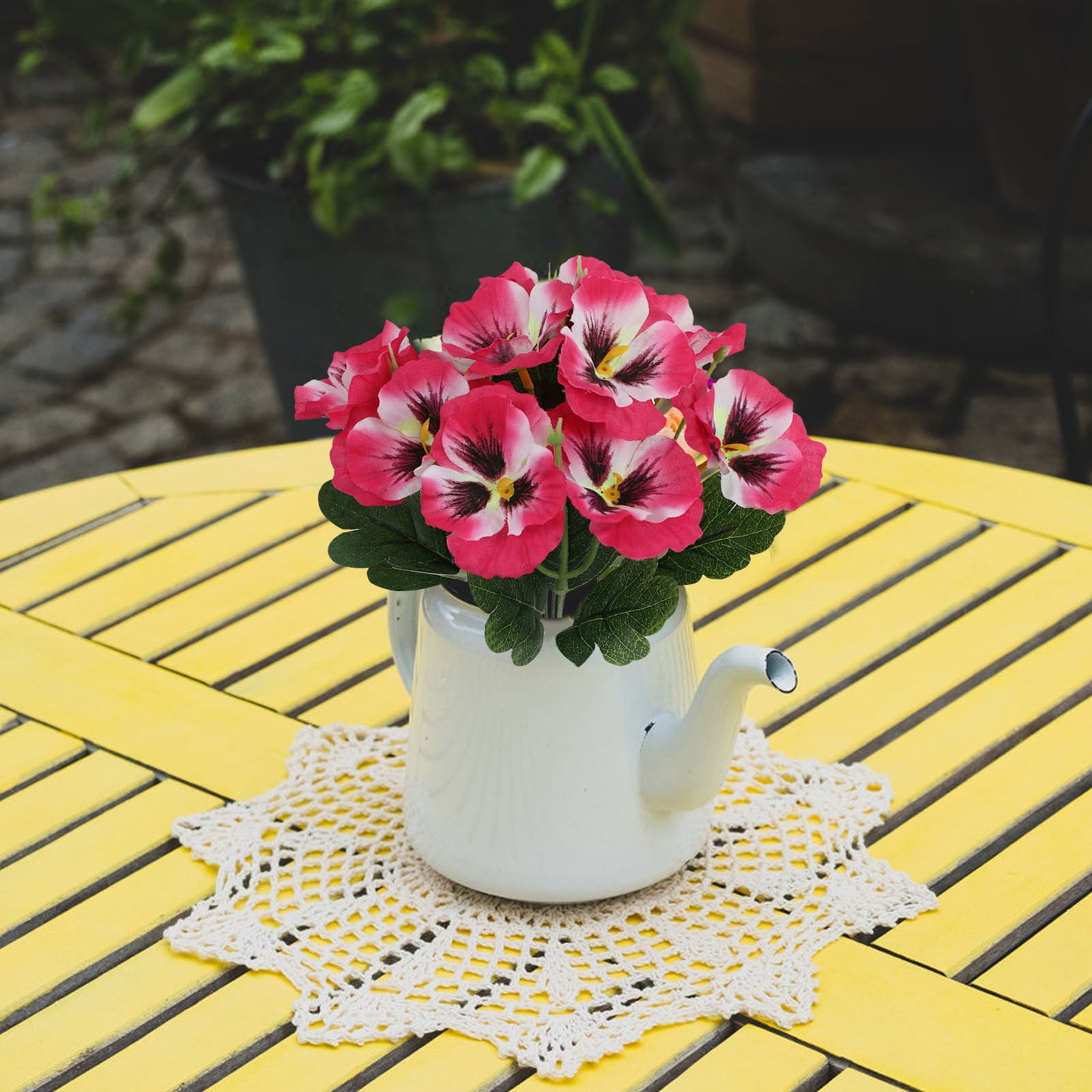 1 Bundles Outdoor Artificial Flowers, UV-Resistant Artificial Pansies, Outdoor Silk Flowers for Garden, Planter, Patio, Porch, and Indoor Home Decor