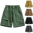 thumbnail image 3 of Lovskoo Men's Cargo Shorts Solid Color Sports Leisure Multi-Pockets Relaxed Summer 2024 Beach Shorts Olive Green M, 3 of 3