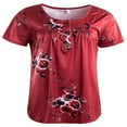 thumbnail image 3 of Womens Summer Floral V Neck Tops Tee Lady Loose Baggy T Tunic T Shirts Plus Size, 3 of 4