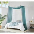 thumbnail image 5 of Warm Home Designs Set of 2 White & D Blue Canopy Bed Curtains in 55 x 216 Inch Size. BE White & D Blue 216, 5 of 6
