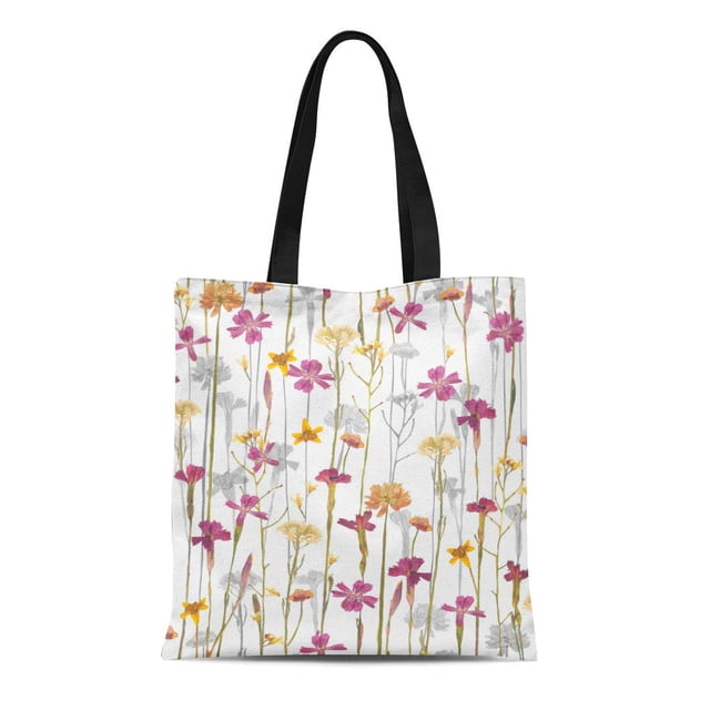 JSDART Sac Fourre-Tout en Toile Fleurs Aquarelle Modernes Composition Réutilisable Sac d'Épicerie Réutilisable Durable Floral Créatif