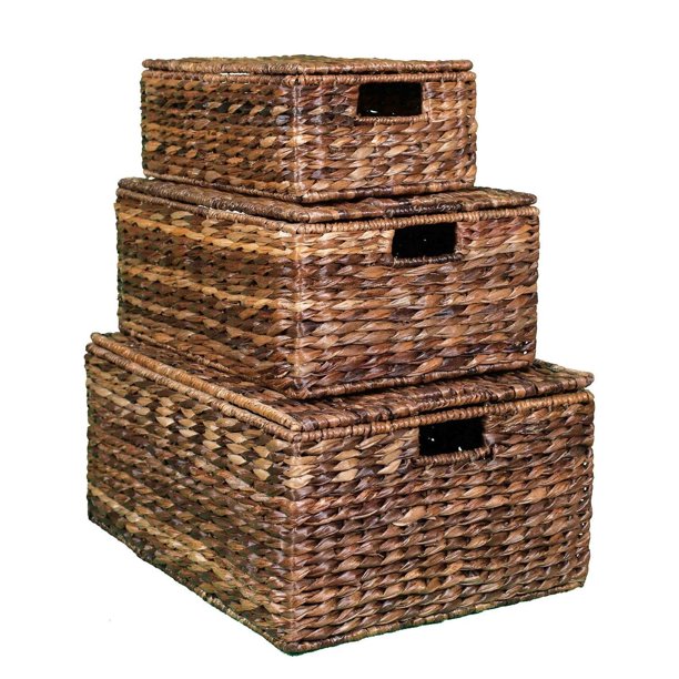 BirdRock Home Abaca Nesting Baskets with Lids