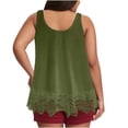 thumbnail image 4 of under $5 JINMGG Tank Tops for Women under $5,Women's Solid Color Hem Lace Casual All-Match Plus Size Vest T-Shirt Green XL, 4 of 7
