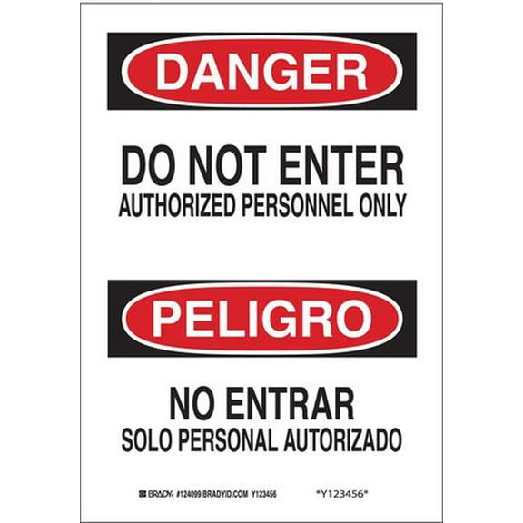 brady 38604 danger sign, 14 x 10in, r and bk/wht, text