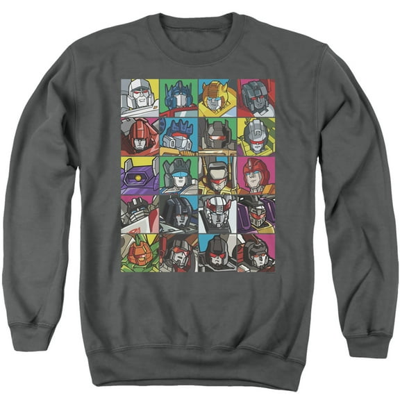 Transformers Transformer Squares Adult Crewneck Sweatshirt Charcoal