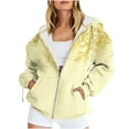 thumbnail image 2 of Usmixi Winter Womens Sweatshirt Coat Hoodies Sweatshirt Coat for Women Fashion Floral Print Drawstring Hooded Jacket Plus Size Pocket Lightweight Zip up Fall Outerwear Up to 65% off, 2 of 6