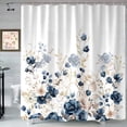 thumbnail image 3 of Navy Blue and Gold Flower Shower Curtain, Boho Watercolor Floral Leaves Cute Fabric Shower Curtains Set for Bathroom Decorative with Hooks 72 X 72 inch Beautiful Bath Decor, 3 of 6