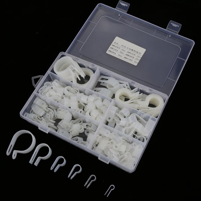 200pcs Nylon Plastic P Clips Fasteners Acid Corrosion High Tensile Strength with Rounded Edges for Cable Conduit Tubing Fixing