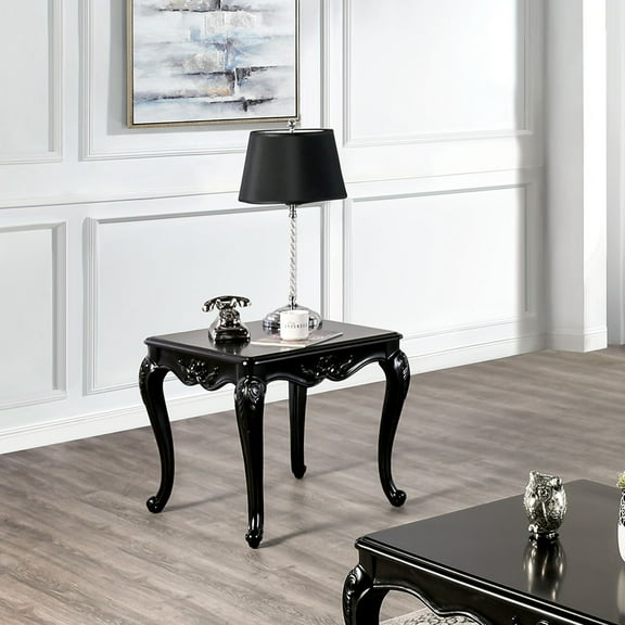 Furniture of America Armena Traditional Solid Wood End Table, Black