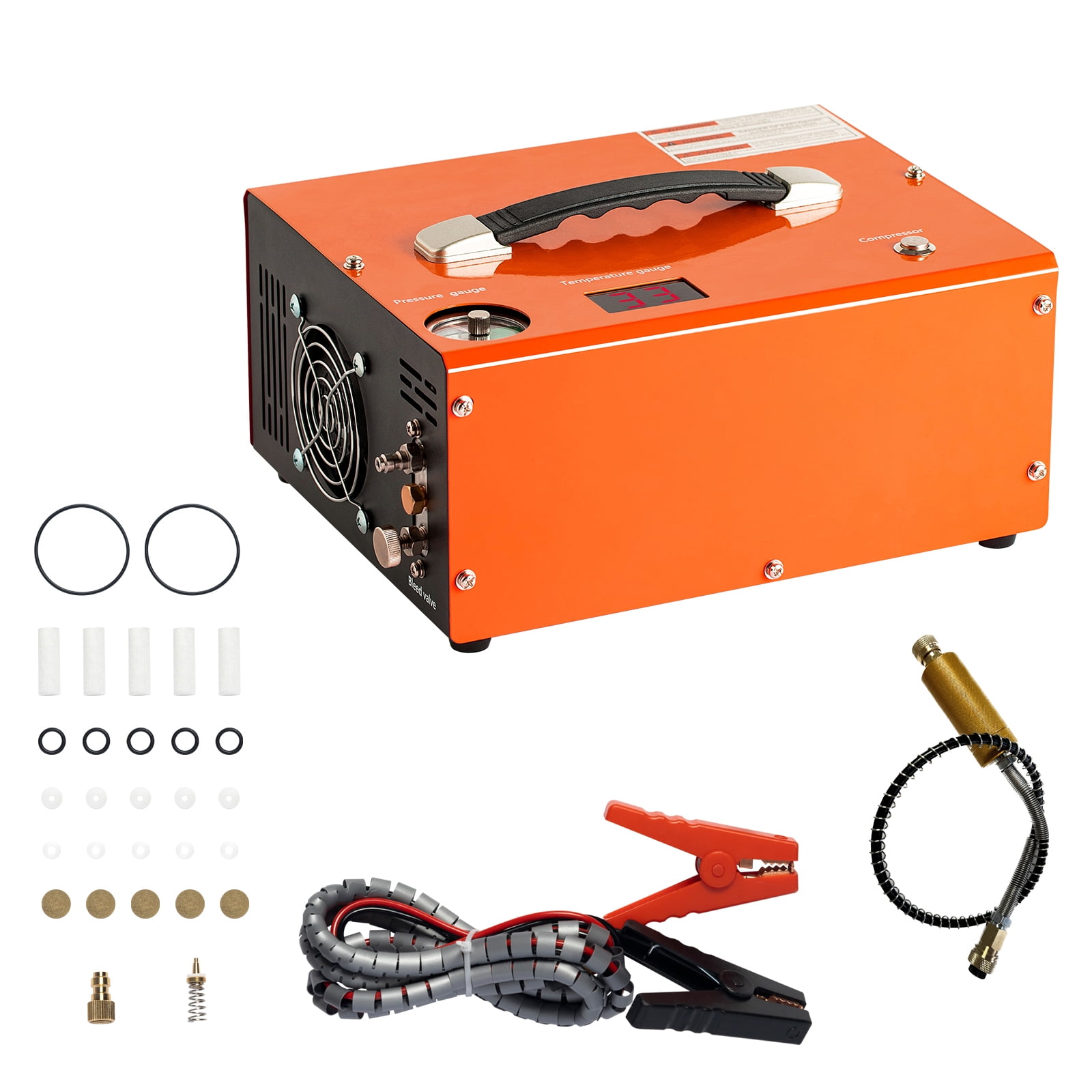 SKYSHALO PCP Air Compressor, 4500PSI/30Mpa Water/Oil Free PCP Air Pump Rifle/Pistol Paintball Cans Powered 12V Automotive DC, 120V AC for Home Use With Power Converter And Oil-moisture Filter