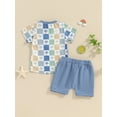 thumbnail image 4 of vera natura Toddler Boys Summer Outfits Beach Style Shark/Tree Print Short Sleeve T-Shirts Tops and Shorts 2Pcs Clothes Set, 4 of 9