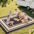 thumbnail image 6 of Reversible Geometric Black & Beige Outdoor Rug, 5' x 8', Waterproof & UV-Resistant, 6 of 8