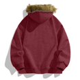 thumbnail image 3 of Men's New Style Warm Hooded Fur-Collar Jacket, Fuchsia, Size XXL, 3 of 4