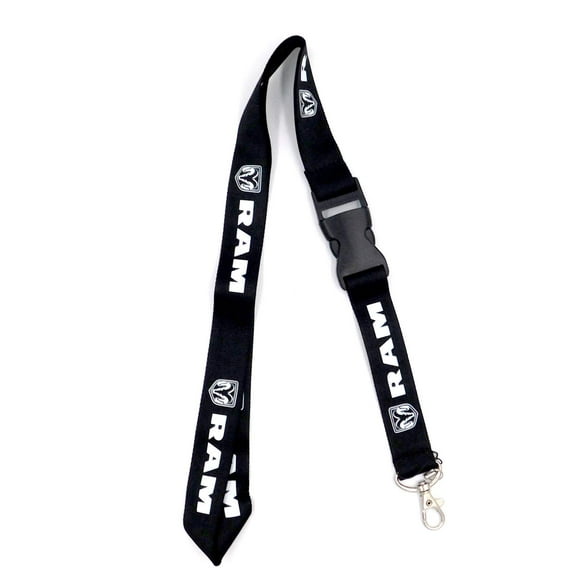 Au-TOMOTIVE GOLD Official Licensed for Dodge RAM White Word Black Universal Lanyard Neck Strap Key Chain