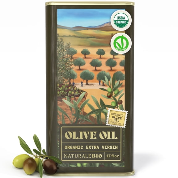 NaturaleBio Extra Virgin Olive Oil 17floz. Organically Harvested in Spain. D.O.P Certified